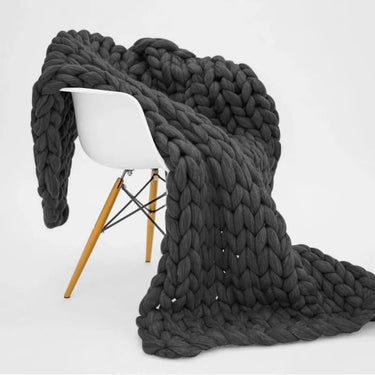 Plaid Grosse Maille Gris Anthracite